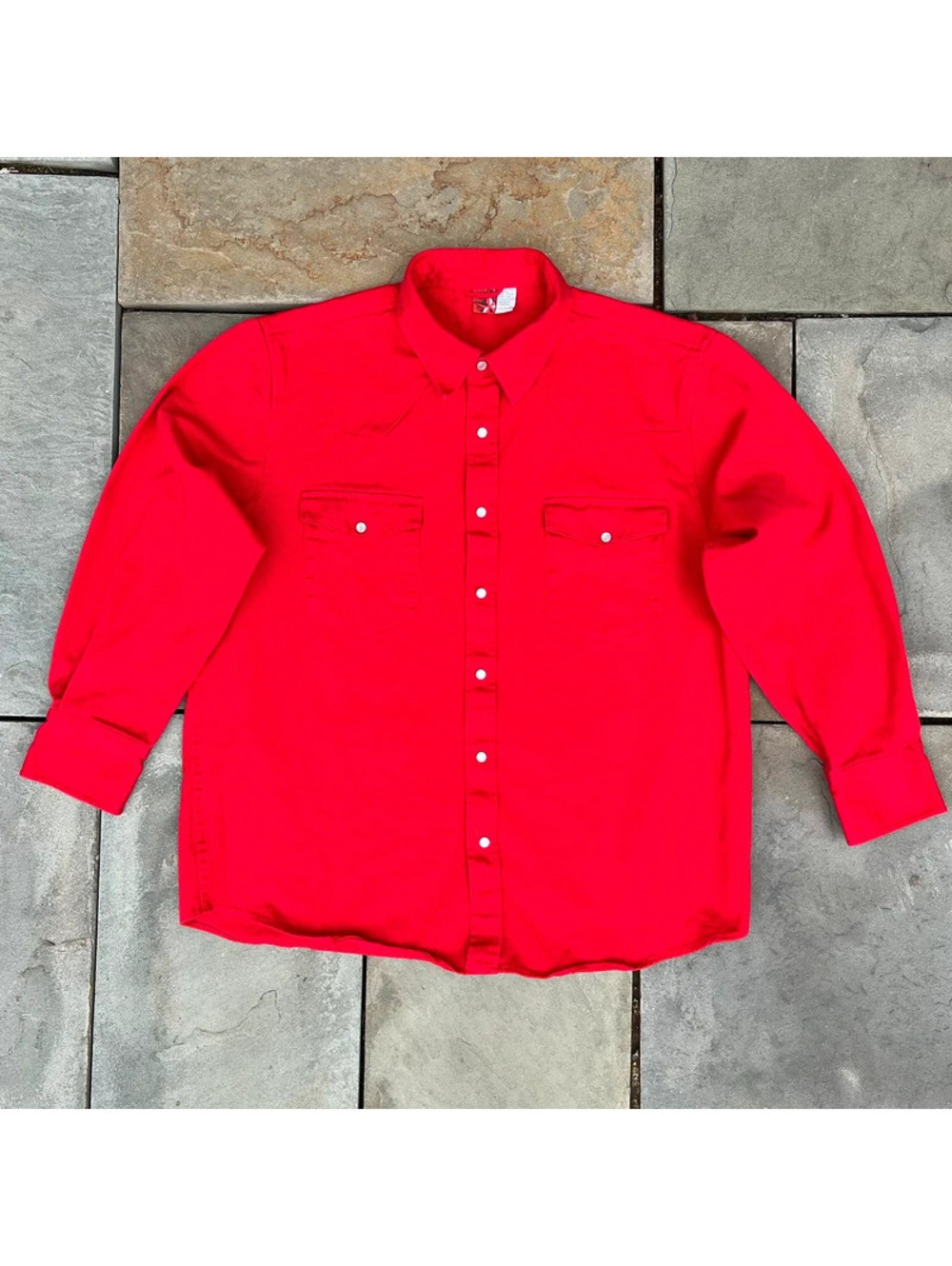 Vintage 90s Marlboro Brand Western Red Snap Shirt